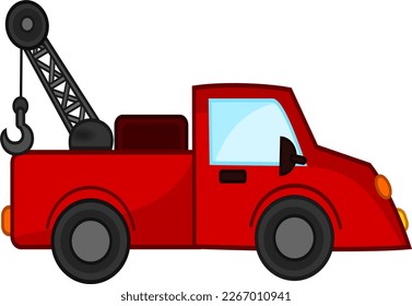 Cartoon tow truck vector for kids isolated on white background.