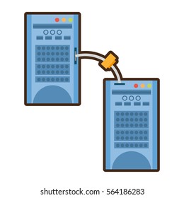 cartoon tower computer hardware technology vector illustration eps 10