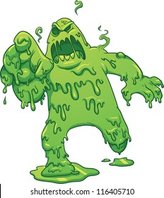 Cartoon toxic monster. Vector clip art illustration with simple gradients. All in a single layer.