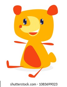 Cartoon Toy bear in style flat. Image is isolated. Colorful hand drawn vector stock illustration