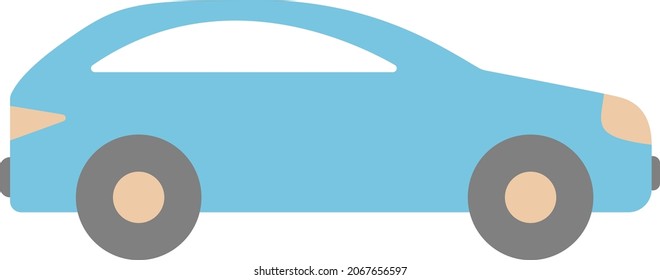 Cartoon toy car for children. Baby icon. Colored flat stylized clip-art without outline. 