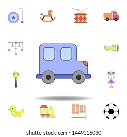 cartoon toy car colored icon. set of children toys illustration icons. signs, symbols can be used for web, logo, mobile app, UI, UX