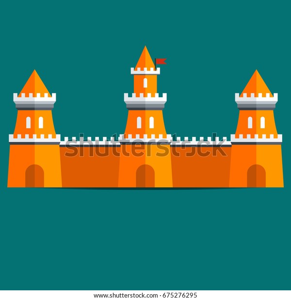Cartoon Toy Castle Isolated Flat Symbol Stock Vector (Royalty Free