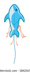 Cartoon toy fish kite isolated on white background
