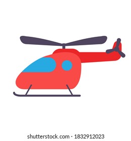 Cartoon toy helicopter flat vector illustration.