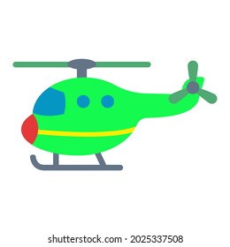 Cartoon toy helicopter flat vector illustration.