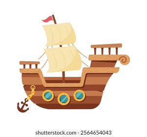 Cartoon toy pirate ship vector illustration