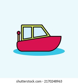 Cartoon toy ship icon isolated on white background. Line art and glyph style icon.