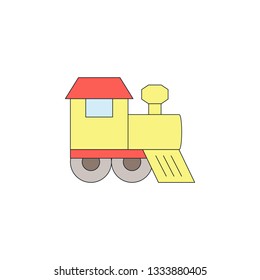 cartoon toy train colored icon. Signs and symbols can be used for web, logo, mobile app, UI, UX