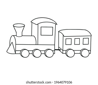 Cartoon Toy Train Outline Illustration On Stock Vector (Royalty Free ...