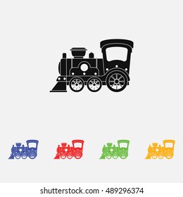 Cartoon toy train vector illustration. Flat style.