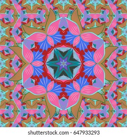 Cartoon trace doodles New Year season seamless pattern. Graphics detailed, with lots of objects blue background. Endless Vector illustration. On white background.