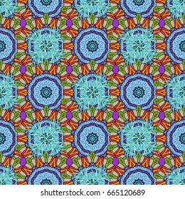 Cartoon trace doodles New Year season seamless pattern. Graphics detailed, with lots of objects background. Endless Vector illustration.