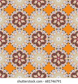 Cartoon trace doodles New Year season seamless pattern. Graphics detailed, with lots of objects colorfil background. Endless Vector illustration.