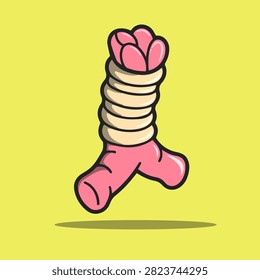 Cartoon trachea windpipe vector illustration icon for human respiratory system.