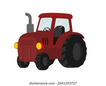 Cartoon tractor on white background.