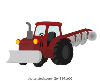 Cartoon tractor on white background.