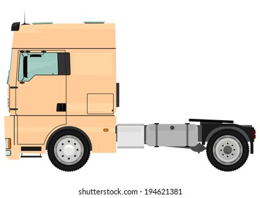 Cartoon tractor unit isolated on a white background. Vector.