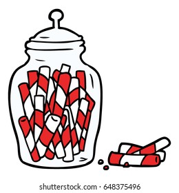 cartoon traditional candy sticks in jar