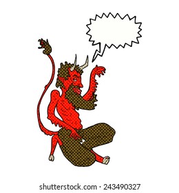 cartoon traditional devil with speech bubble