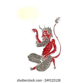 cartoon traditional devil with speech bubble