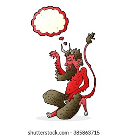 cartoon traditional devil with thought bubble