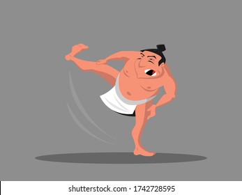 Cartoon traditional japanese sumo wrestler