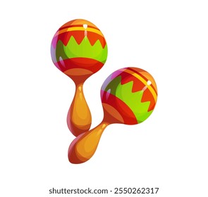 Caricatura de maracas tradicionales que simbolizan la cultura y celebración mexicana, música, festividades y apreciación cultural. Instrumento de percusión musical de Vector aislado para representaciones artísticas de folclore