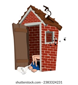 Illustration de toilette traditionnelle en plein air