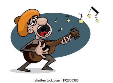 Cartoon traditional singer 