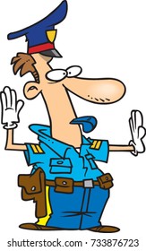 cartoon traffic cop directing traffic