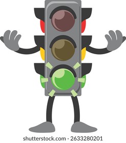 cartoon traffic light character with green light