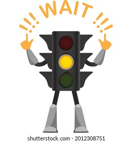 cartoon traffic light with sign and word