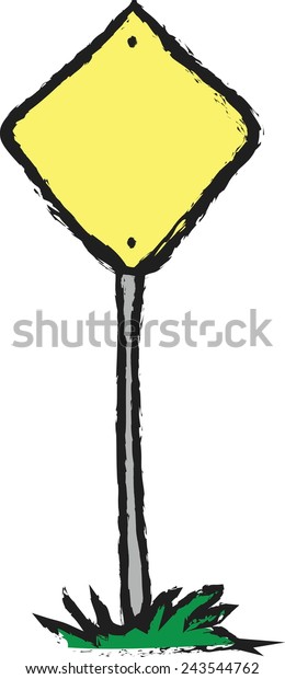 cartoon traffic\
sign, blank yellow road\
sign