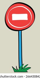 cartoon traffic sign do not enter, vector icon