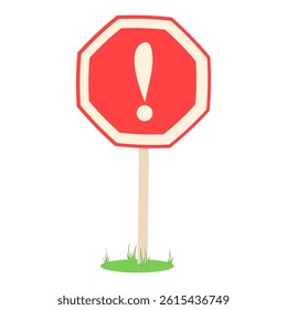 cartoon traffic sign. Stop, caution, warning symbol.