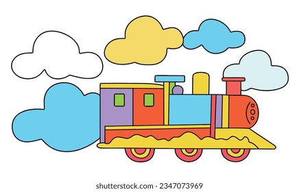 Cartoon Train and Cloud Fantasy Adventure in Picture Books