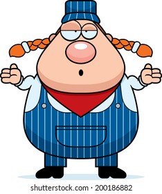 A cartoon train conductor looking confused.