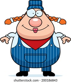 A cartoon train conductor smiling and standing.
