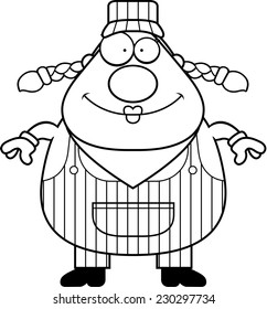 A cartoon train conductor smiling and standing.