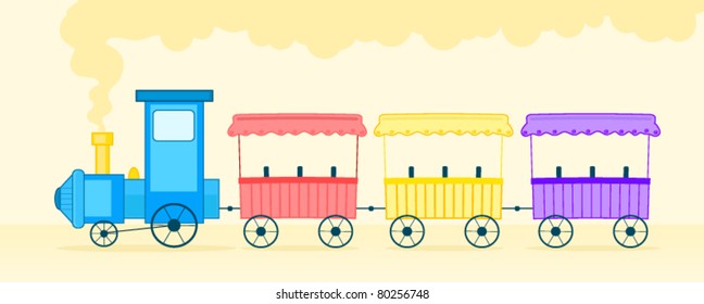 Cartoon Train. Flat Design Style. 