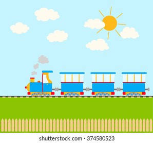 cartoon train on railroad