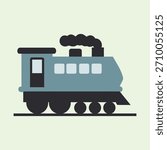 A cartoon train is shown with smoke coming from the top.