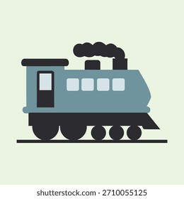 A cartoon train is shown with smoke coming from the top.