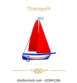 cartoon transport: Sailboat toy. Red sail