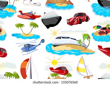 Cartoon transport seamless background, vector illustration