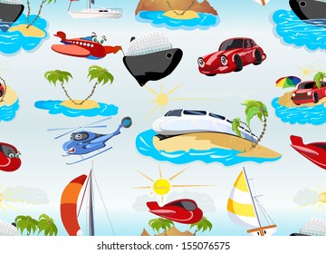Cartoon transport seamless background, vector illustration