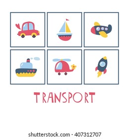 Cartoon transport vector print