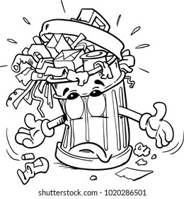 Cartoon trash can