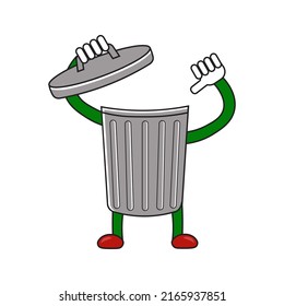 cartoon trash can illustration isolated on white background